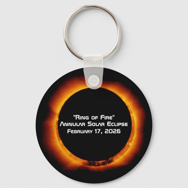 Chaveiro Eclipse Solar Anelar de 2026 (Frente)
