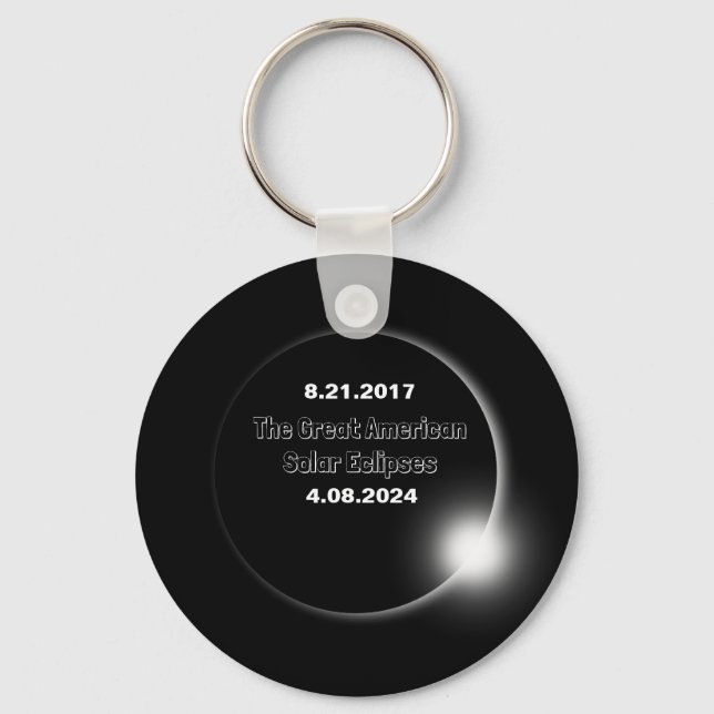 Chaveiro Eclipse Solar de Dupla Data de 2024 & 2017 (Frente)