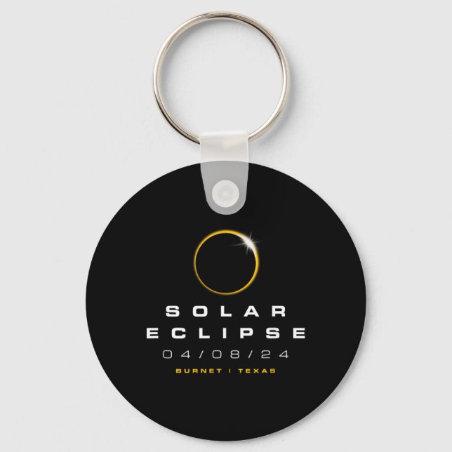 Chaveiro Eclipse Solar do Texas Burnet 2024 (Frente)