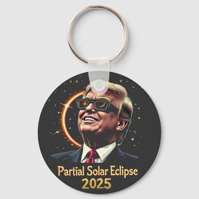 Chaveiro Eclipse Solar Parcial 2025 Astronomy Trump (Frente)