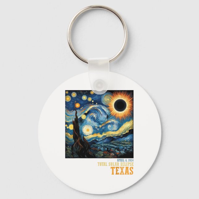 Chaveiro Eclipse Solar Total 2024 Texas For Men Women (Frente)