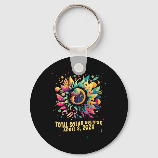 Chaveiro Eclipse Solar Total abril de 2024 Pop de Hippie (Frente)