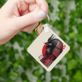 Chaveiro Edgy Samurai Warrior Japanese Ink Red Sun Keychain