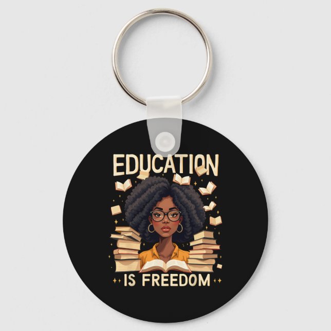 Chaveiro Educação é liberdade - professor africano-american (Frente)