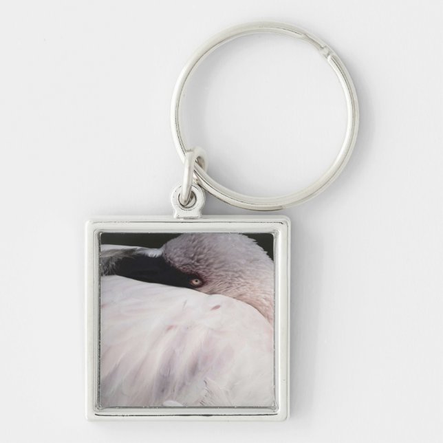 Chaveiro Efeito de Desenho de Retrato de Flamingo Rosa Arte (Frente)