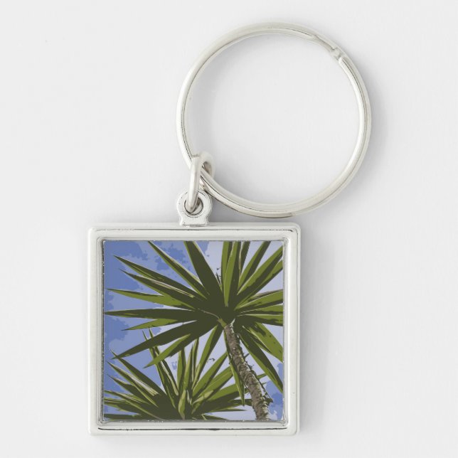Chaveiro Efeito de Pintura de Folhas de Palmeira Yucca Trop (Frente)