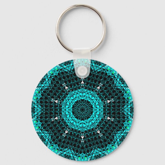 Chaveiro Efeito de Vidro Aquamarino (Frente)
