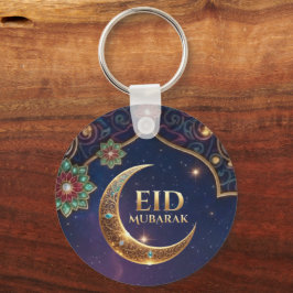 Chaveiro Eid Mubarak celebração islâmica Dourado e azul-mar