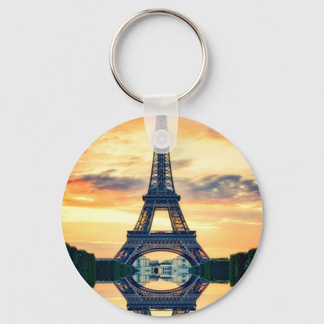 Chaveiro Eiffel Tower Paris Evening European Viagem (Frente)