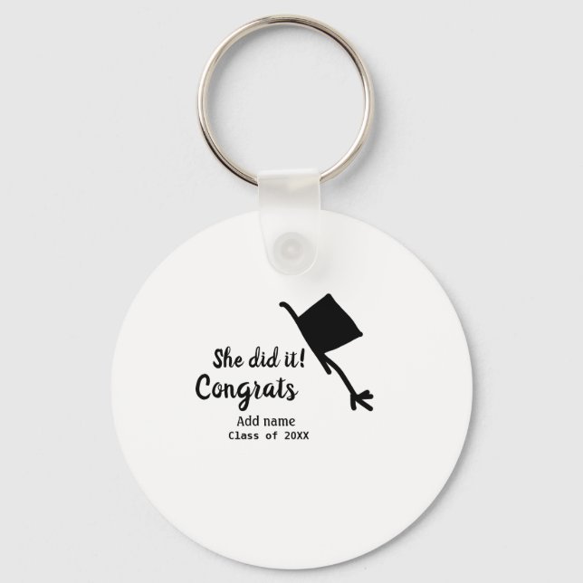Chaveiro Ela fez isso, parabéns, graduação. (Frente)