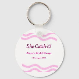 Chaveiro Ela pega espiral rosa linhas aquarela casamento 