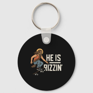 Chaveiro Ele É Rizzin Meme Skater Jesus, Cristão Engraçado