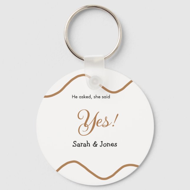 Chaveiro Ele perguntou ela disse sim noivado simples minima (Frente)