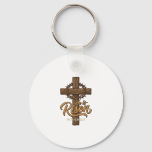 Chaveiro Ele Ressuscitou Cruz Coroa de Espinhos Camiseta Cr