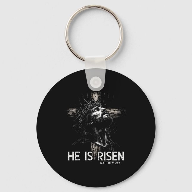 Chaveiro Ele Ressuscitou Cruz Cristã Versículo Bíblico Jesu (Frente)
