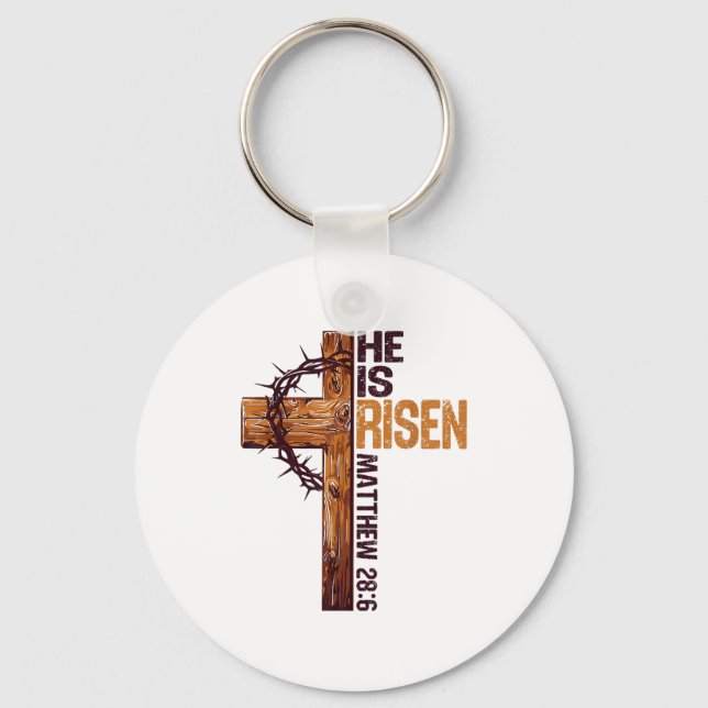 Chaveiro Ele Ressuscitou Cruz Cristã Versículo Bíblico Jesu (Frente)