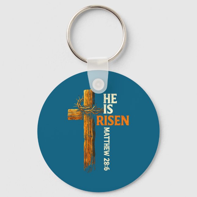 Chaveiro Ele ressuscitou cruz jesus fé religiosa cristã (Frente)
