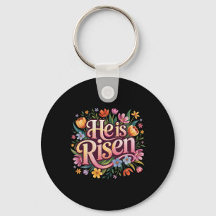Chaveiro Ele Ressuscitou Gráfico Floral de Páscoa Cristã