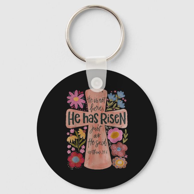 Chaveiro Ele Risen Christian Páscoa Boho Floral (Frente)
