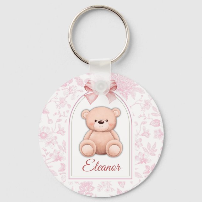 Chaveiro Eleanor | Design de Enfermeiro de Urso Rosa Person (Frente)