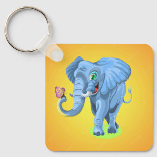 Chaveiro Elefante Azul Brincando com Borboleta-44644
