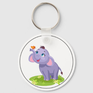 Chaveiro Elefante Bonito com borboleta
