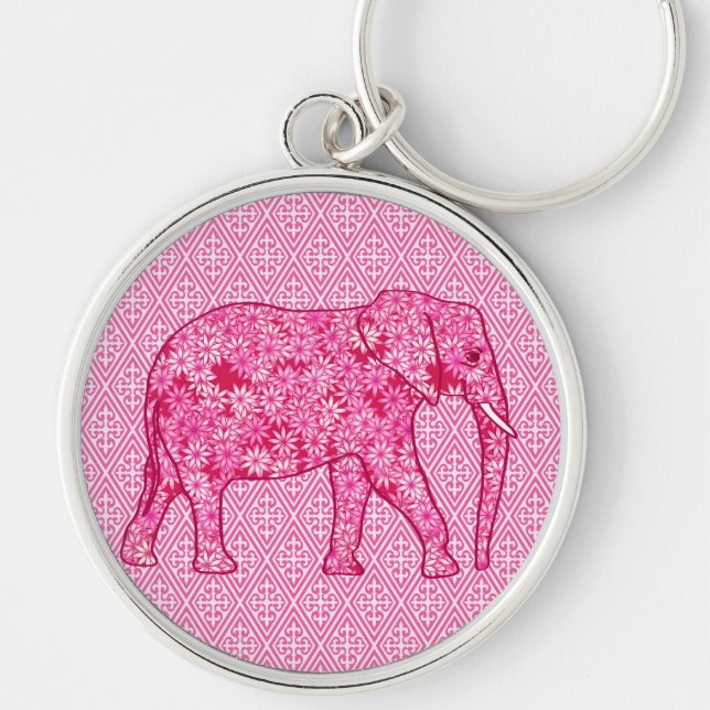 Chaveiro Elefante da flor - cor-de-rosa fuchsia (Frente)