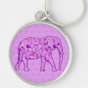 Chaveiro Elefante da flor - roxo ametista