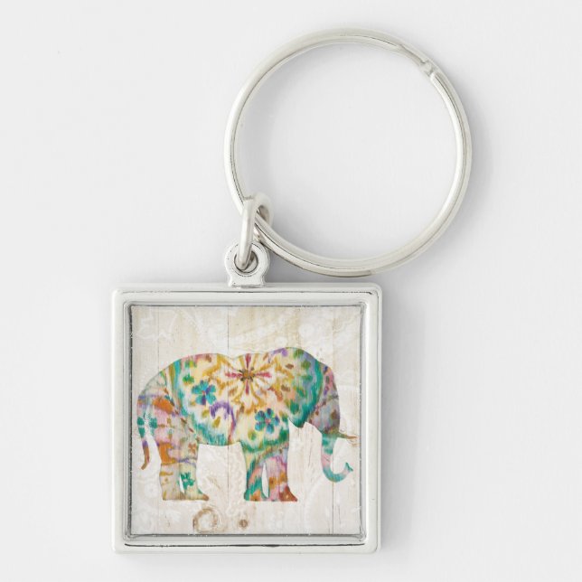 Chaveiro Elefante de Boho Paisley mim (Frente)