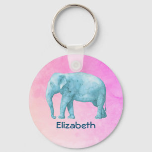 Chaveiro Elefante de Cor Azul-Claro Personalizado
