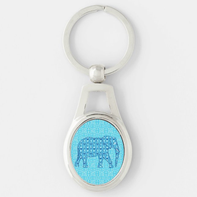Chaveiro Elefante de flor de lótus - turquesa (Frente)
