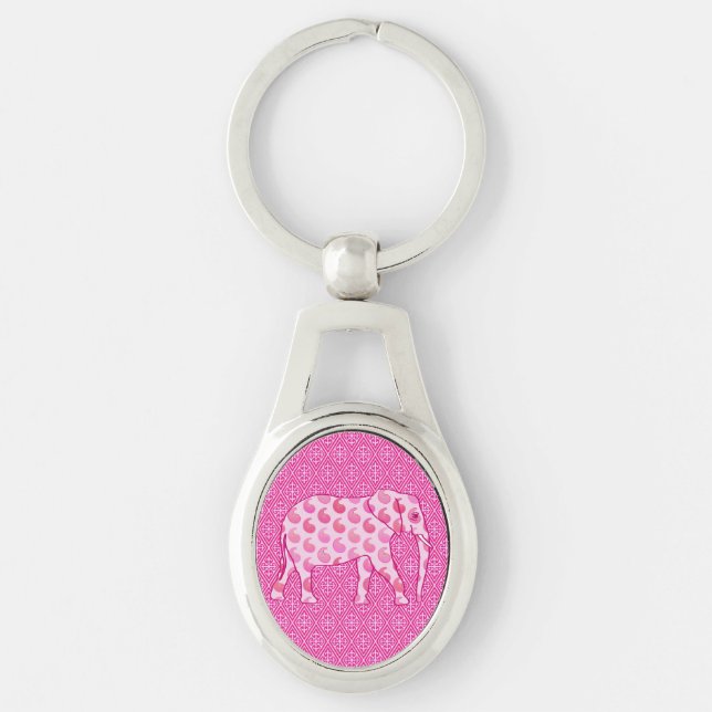 Chaveiro Elefante de Paisley - rosa-gelo e fuchsia (Frente)