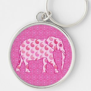 Chaveiro Elefante de Paisley - rosa-gelo e fuchsia