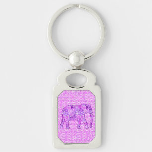 Chaveiro Elefante de redemoinho fractal - roxo e orquídea