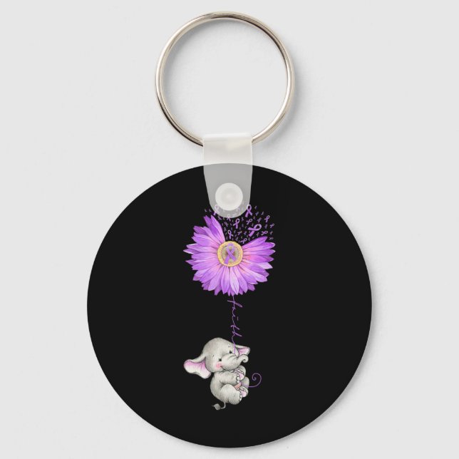 Chaveiro Elefante FAIL Segurando Epilepsia Roxo De Girassol (Frente)