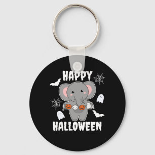 Chaveiro Elefante Feliz Halloween Pumpkin Bat Costume