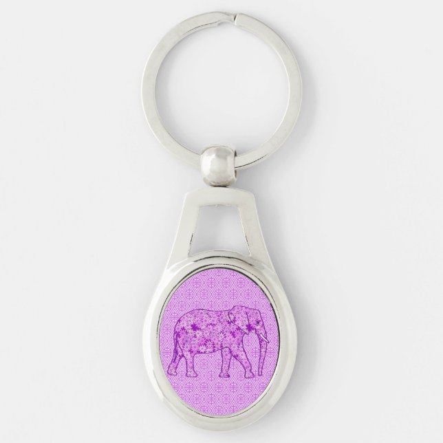 Chaveiro Elefante flor - roxo ametista (Frente)