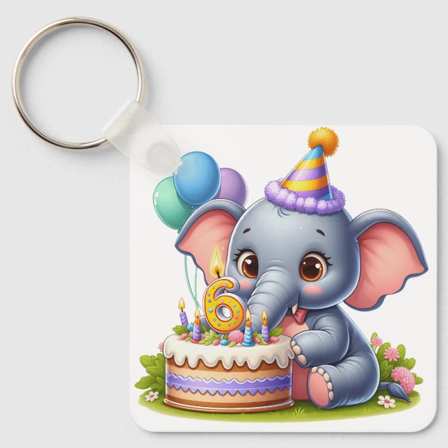 Chaveiro Elefante Fofo de 6 Anos de Idade (Frente)