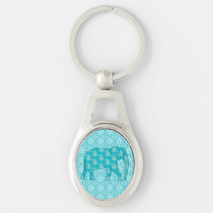 Chaveiro Elefante paisley - turquesa e aqua