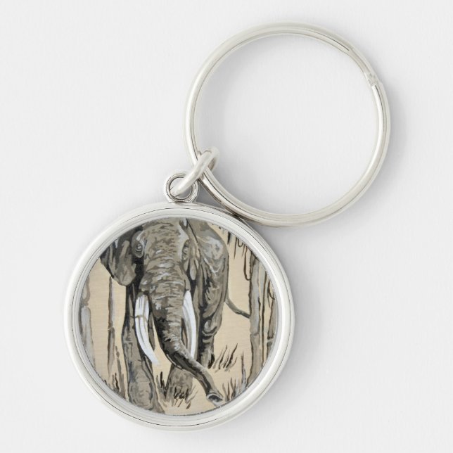 Chaveiro Elefante Passando Pela Arte De Savana (Frente)