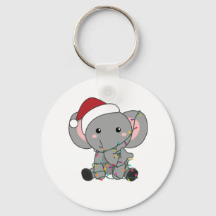 Chaveiro Elefantes de Natal - Neve de inverno Elefantes