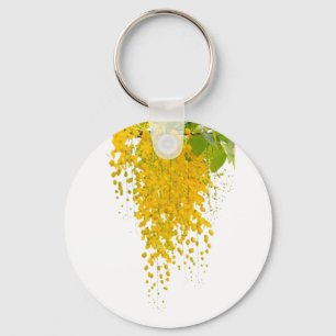 Chaveiro Elegância Dourada Cascata Ensolarada Flor de Ouro 