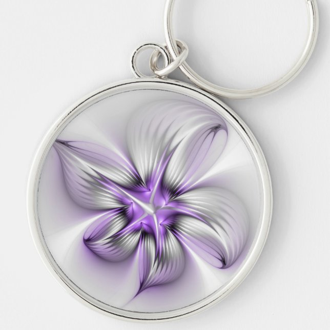 Chaveiro Elegância Floral Arte Abstrata Moderna Violeta Fra (Frente)
