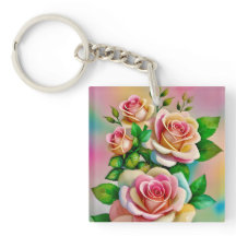 Elegância Rosas Rosa e Amarelo Aquarela Pastel