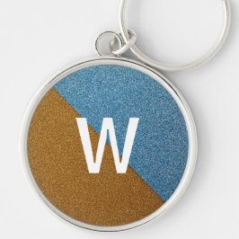 Chaveiro Elegant Blue &Brown Glitter Monogram