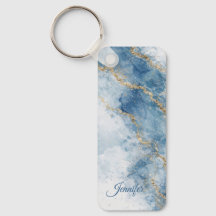 Elegant Blue Gold Glitter Abstract Flow