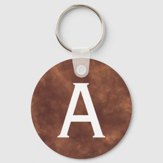 Chaveiro Elegant Brown Leather Watercolor Round Keychain wi