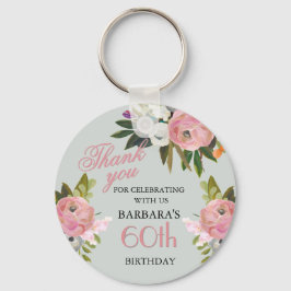 Chaveiro Elegant Floral 60th Birthday Party Favor