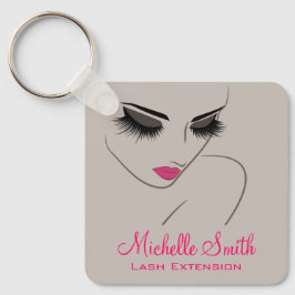 Chaveiro Elegant Pink Grey Lash Extension Beauty Salon QR