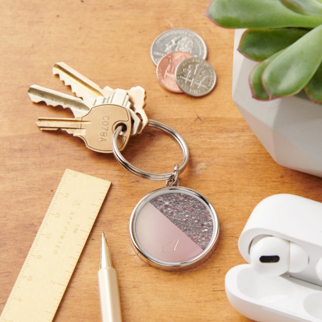 Chaveiro Elegant Rose Gold Monogram Button (Mesa)